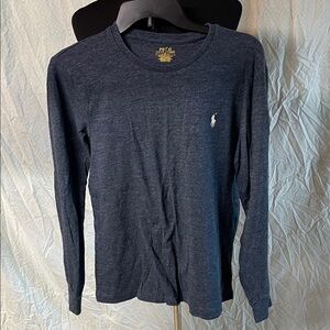 Polo by Ralph Lauren Heathered Blue Shirt with Cream Logo